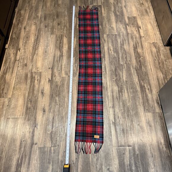 Coach Red Wool Cashmere Blend Tartan Plaid Checkered Scarf Italy Winter Holiday - Picture 5 of 11